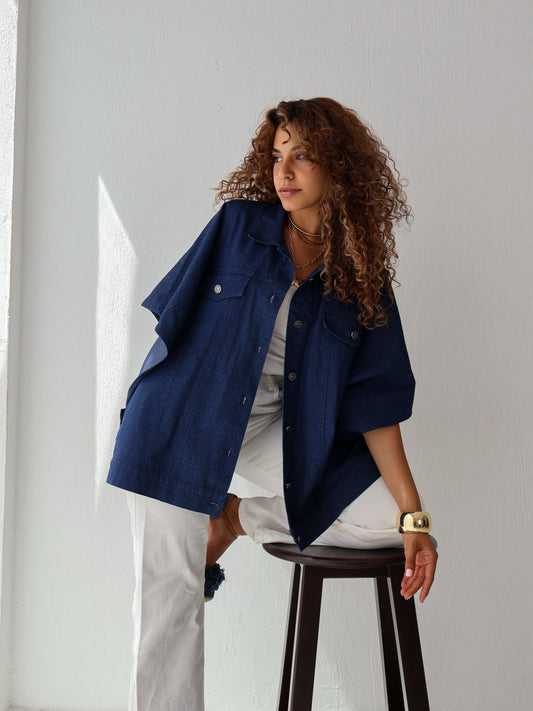 Denim Delight Vest in Dark Blue