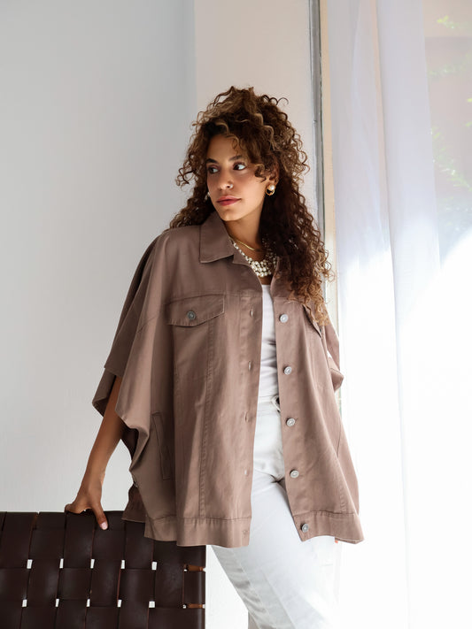 Denim Delight Vest in Brown