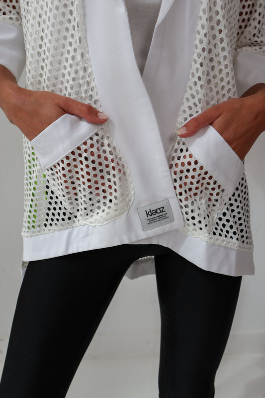 Airy Half Sleeved Jacket in White