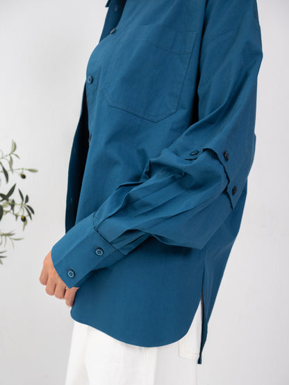 Buttoned Ease Chemise in Petroleum