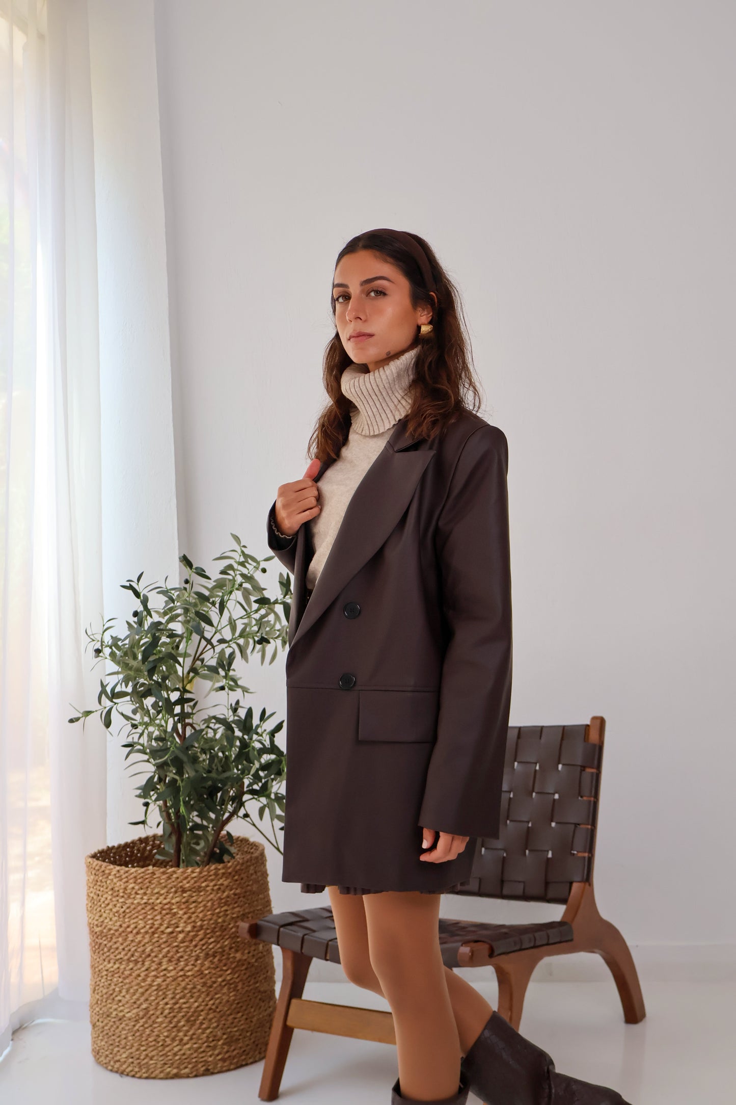 Arctic Leather Blazer in Brown