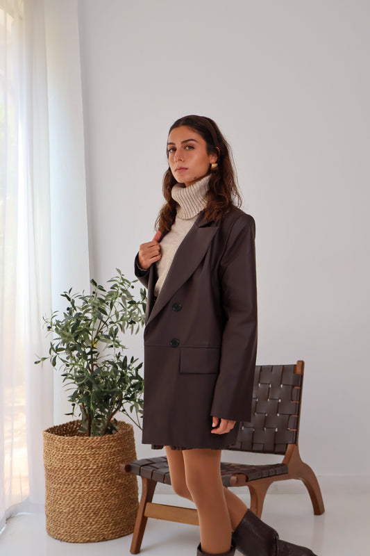 Arctic Leather Blazer in Brown