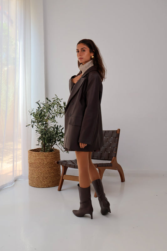 Arctic Leather Blazer in Brown