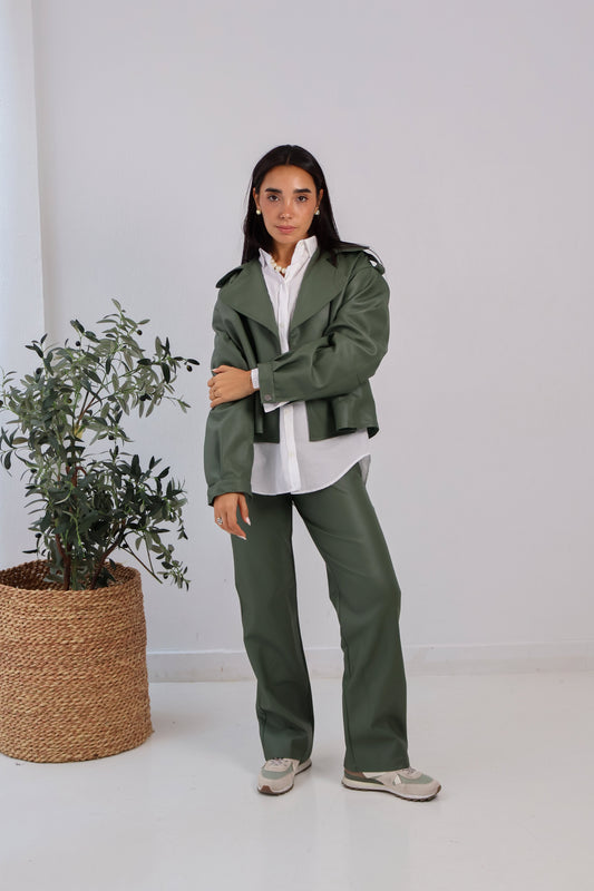 Alloy Leather Pants in Olive