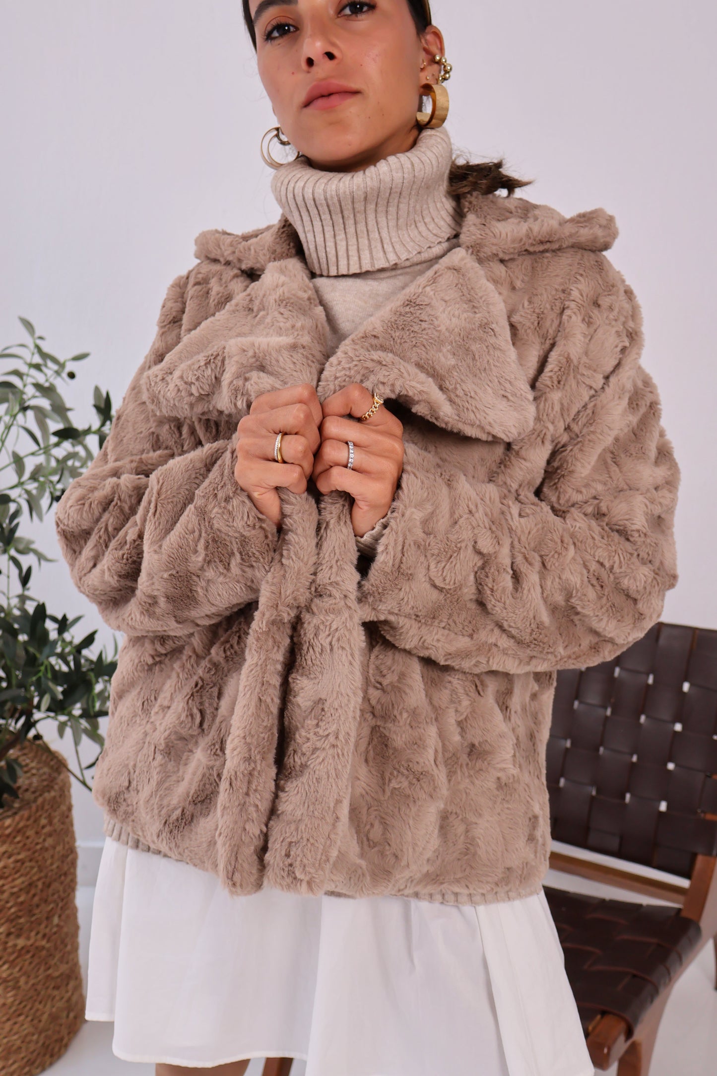Wild Whisper Cropped Fur in Dark Beige