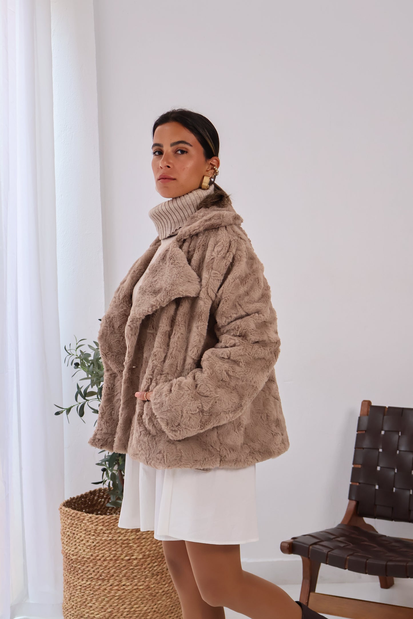 Wild Whisper Cropped Fur in Dark Beige