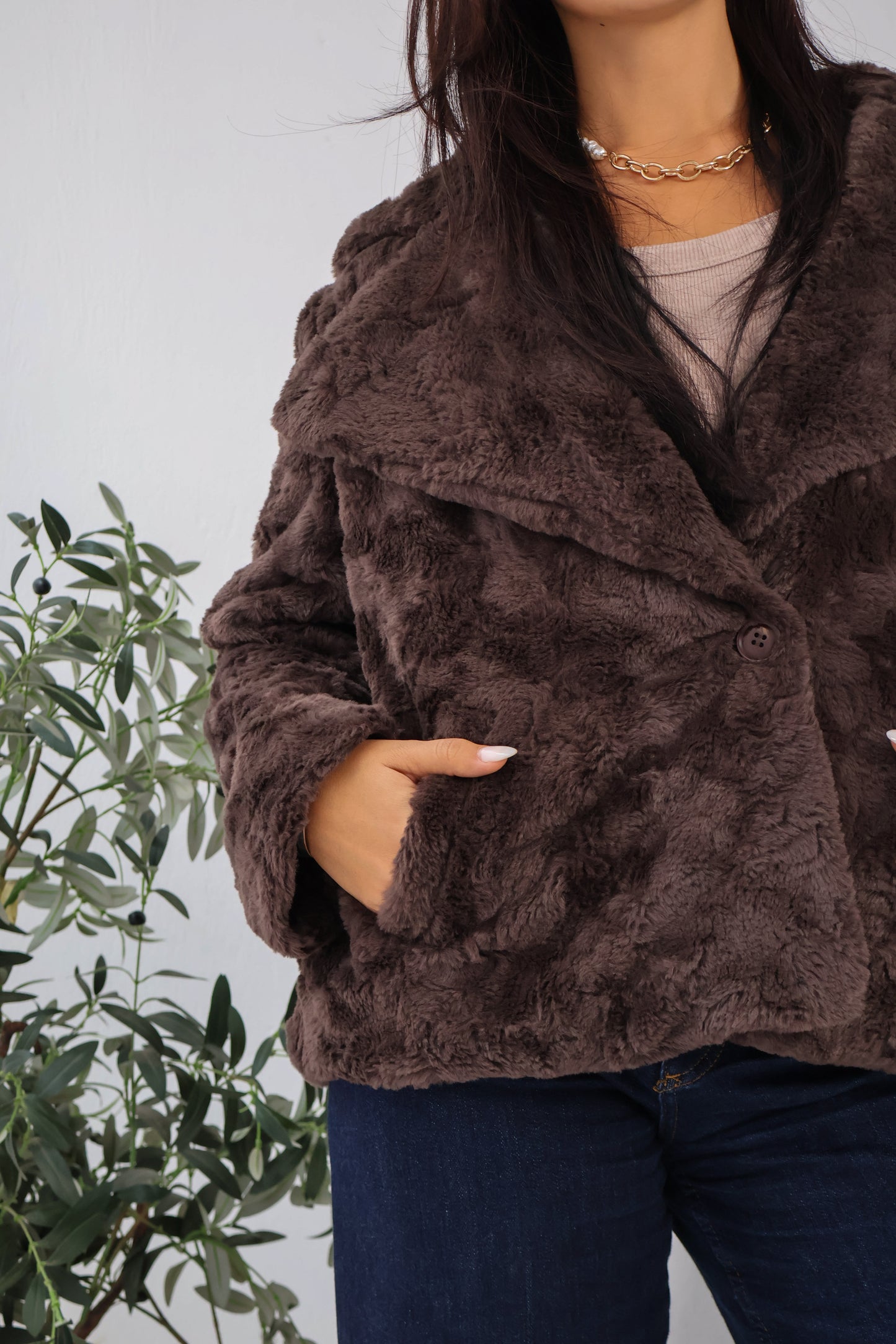Wild Whisper Cropped Fur in Brown