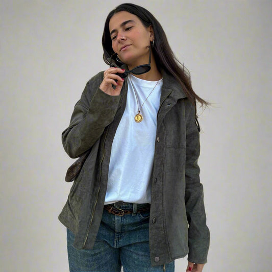 Suede Jacket in Olive