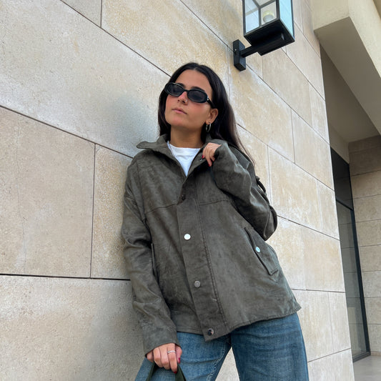 Suede Jacket in Olive