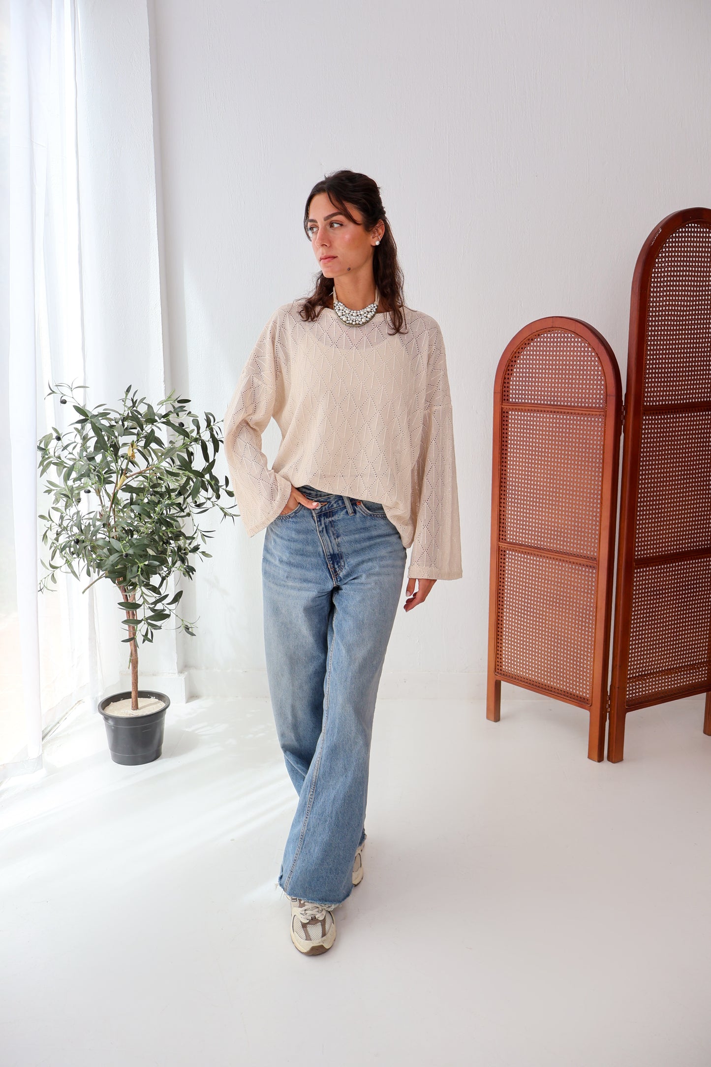 Aurea Knit Top in Beige