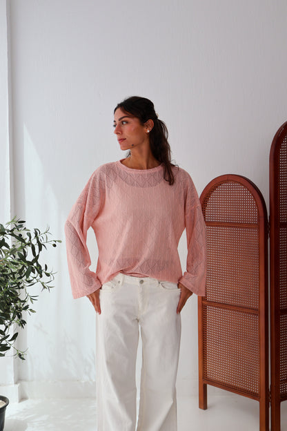 Aurea Knit Top in Powder Pink