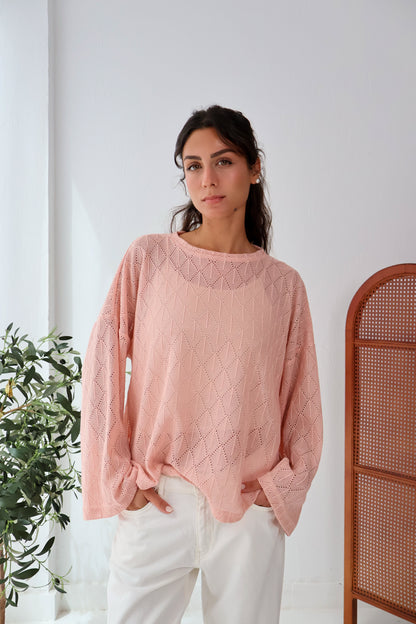 Aurea Knit Top in Powder Pink