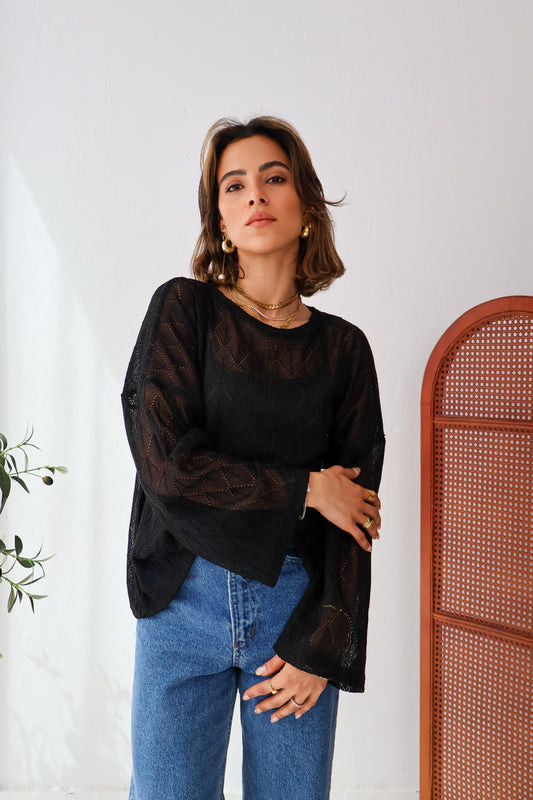 Aurea Knit Top in Black