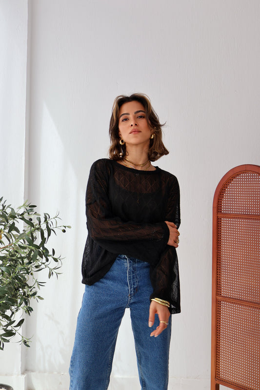 Aurea Knit Top in Black